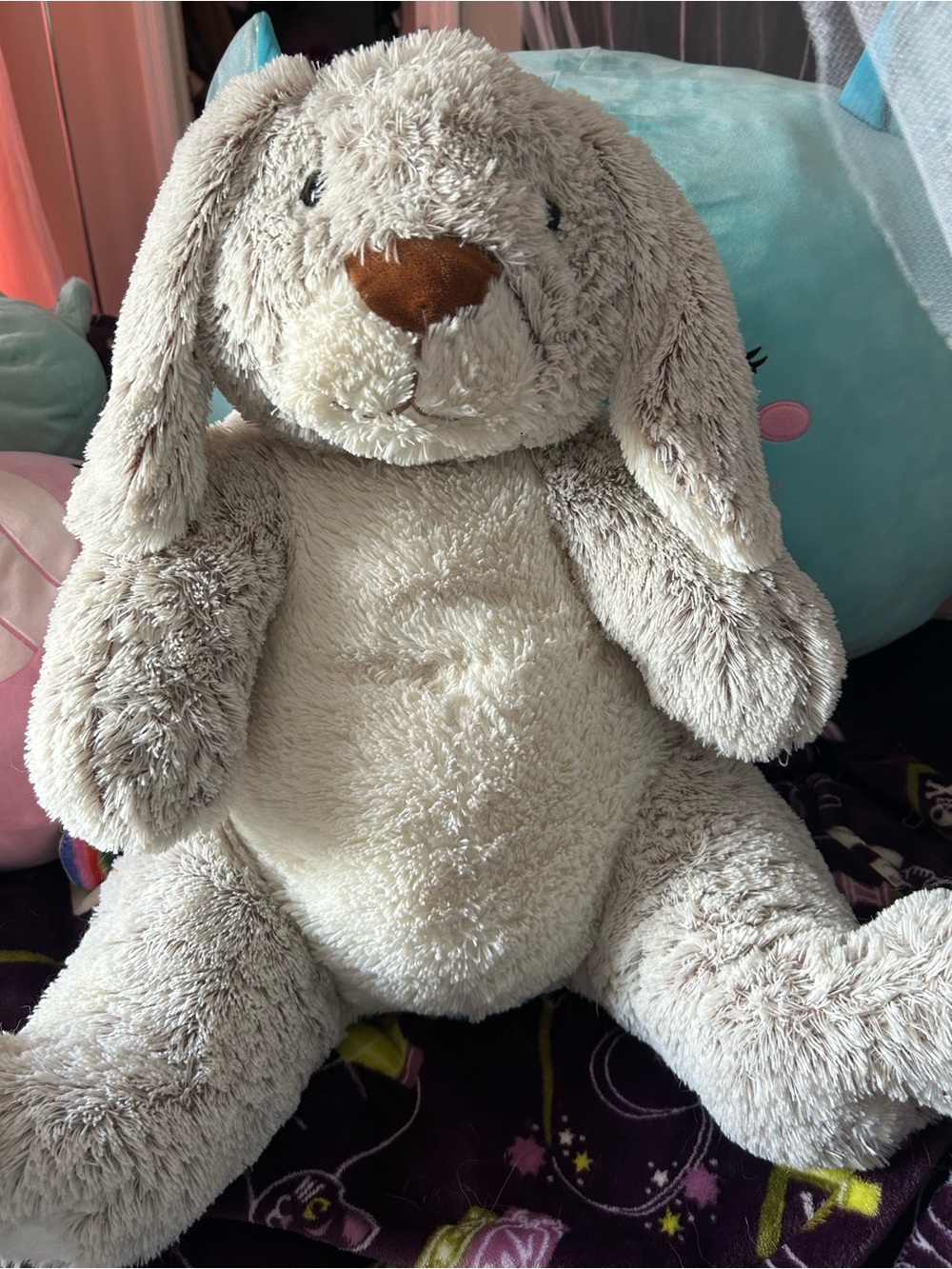 Oversized Plush Beige Bunny Stuffed Animal - Soft Cuddly Toy